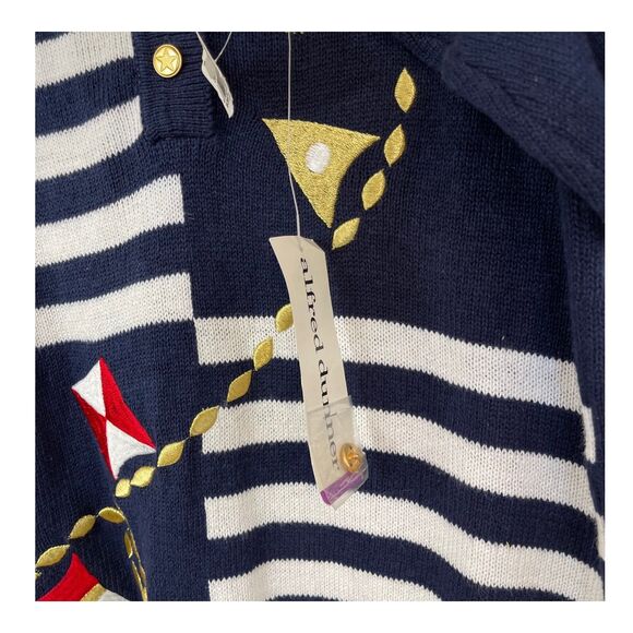 Vintage Sweater Top Knit Small Nautical Patchwork Sailor Art Heritage Classic - Picture 6 of 13